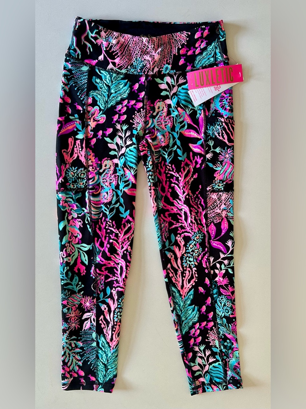 Lilly Pulitzer Luxletic Mid Rise Legging  SPF 50 - Small - Twilight Coral - NEW